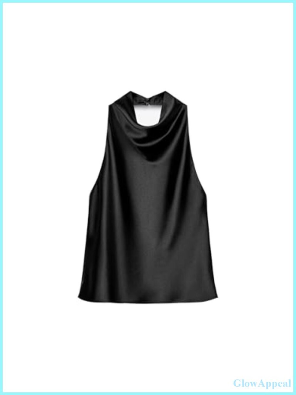 Satin Tank Top Backless Halter Neck Draped Front Loose Fit Summer Camisole
